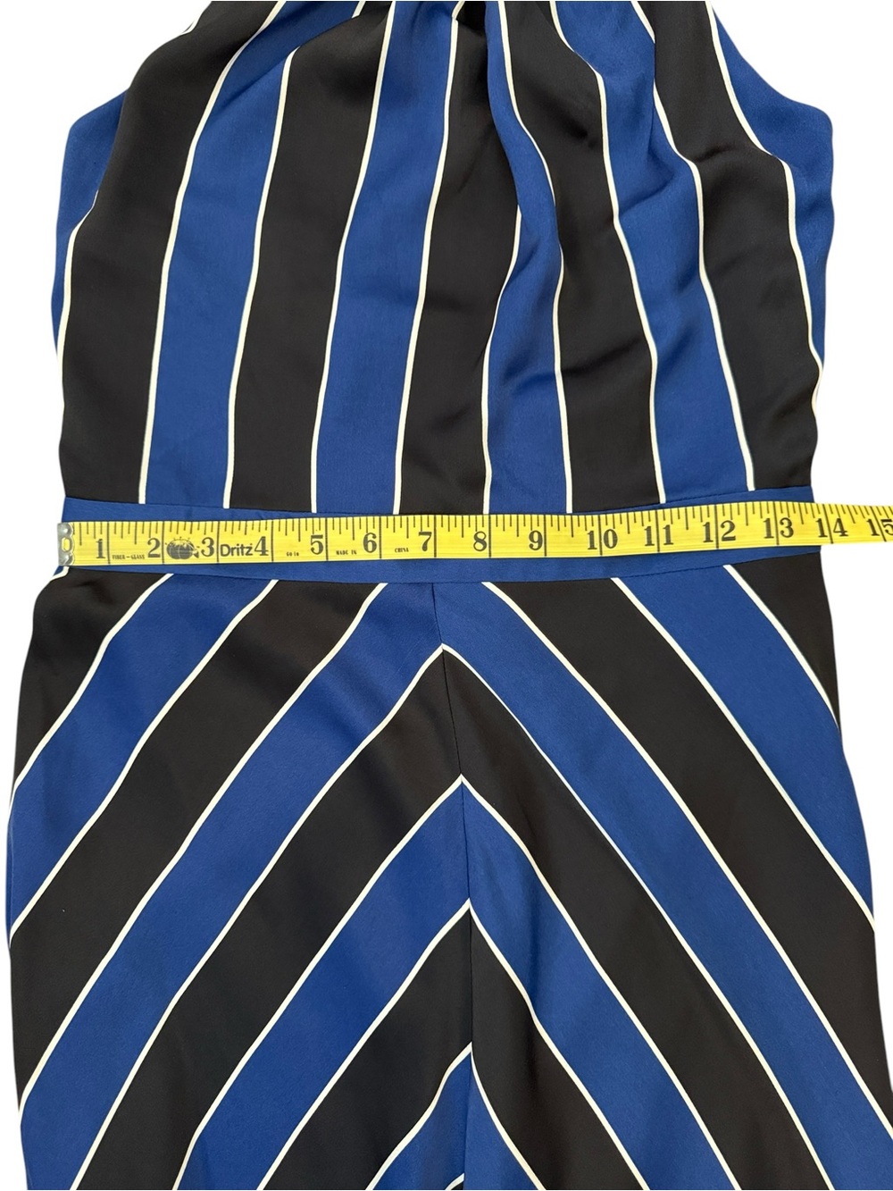 Guess Y2K Halter Maxi Dress Blue Black Chevron Lace Up Back Size 6 - Picture 10 of 13
